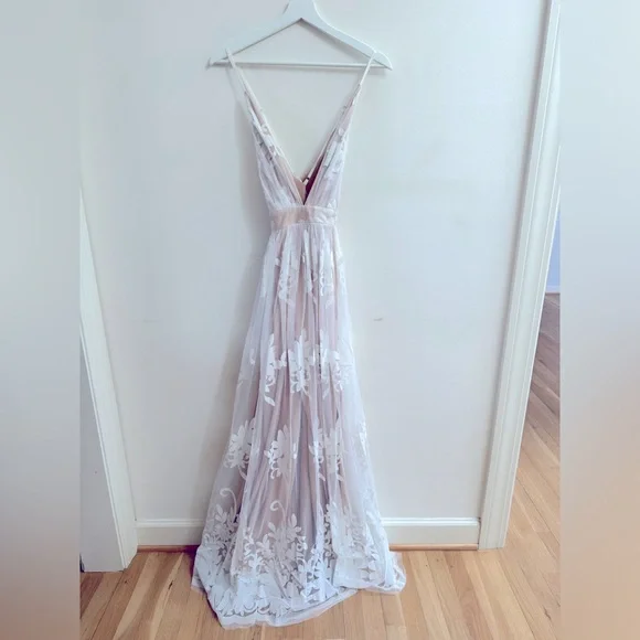 nude princess dress V-neck Nude Champagne Beaded Tulle Prom Dresses, Princess Dresses With Berryera